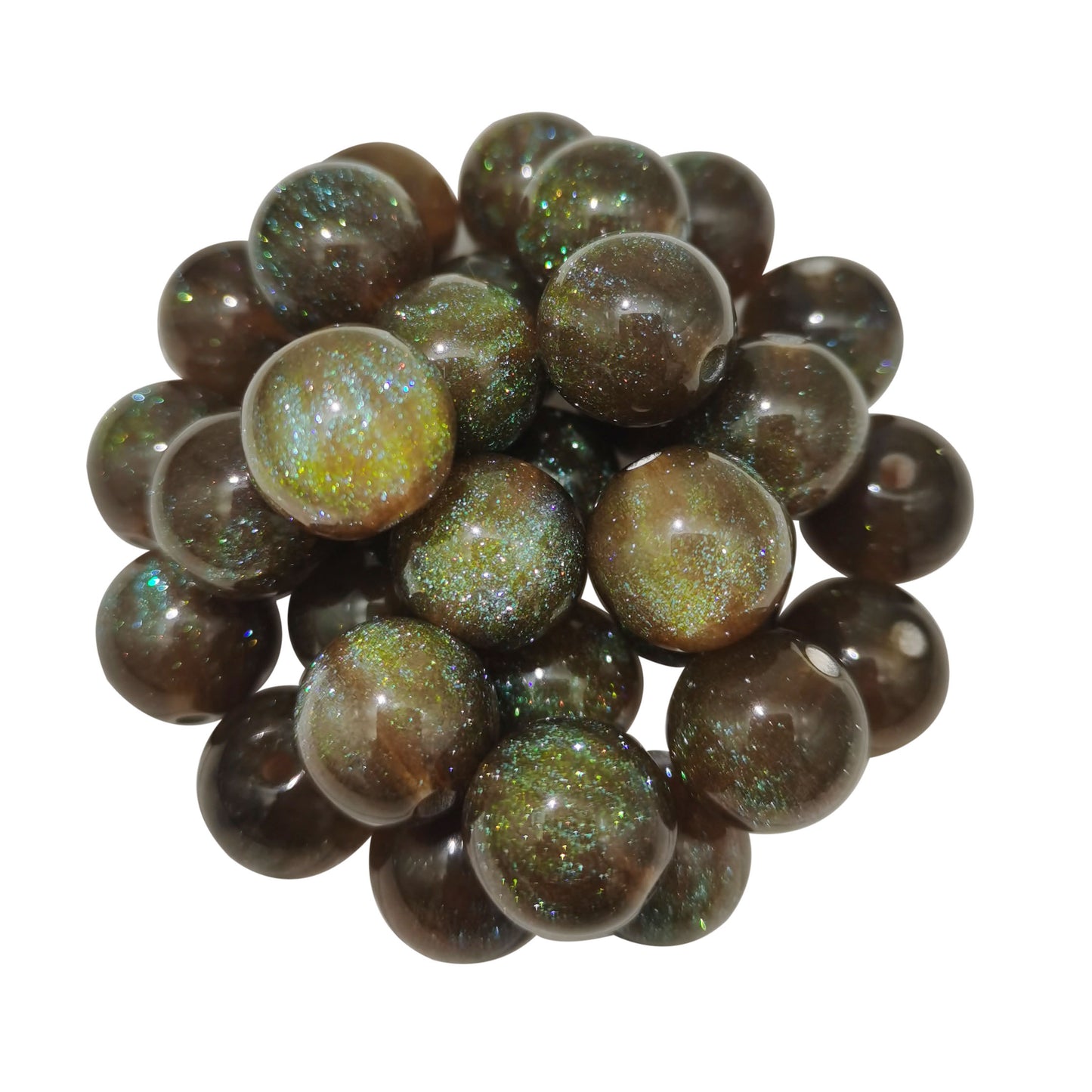 100 PCS Glitter Resin Beads Round Loose Spacer Beads for Bracelet Necklace Earrings Jewelry Making DIY Crafts 8/10/12MM