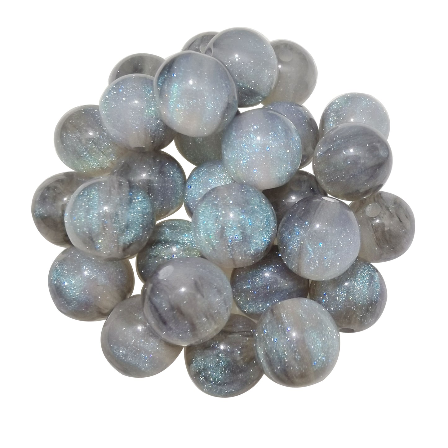 100 PCS Glitter Resin Beads Round Loose Spacer Beads for Bracelet Necklace Earrings Jewelry Making DIY Crafts 8/10/12MM