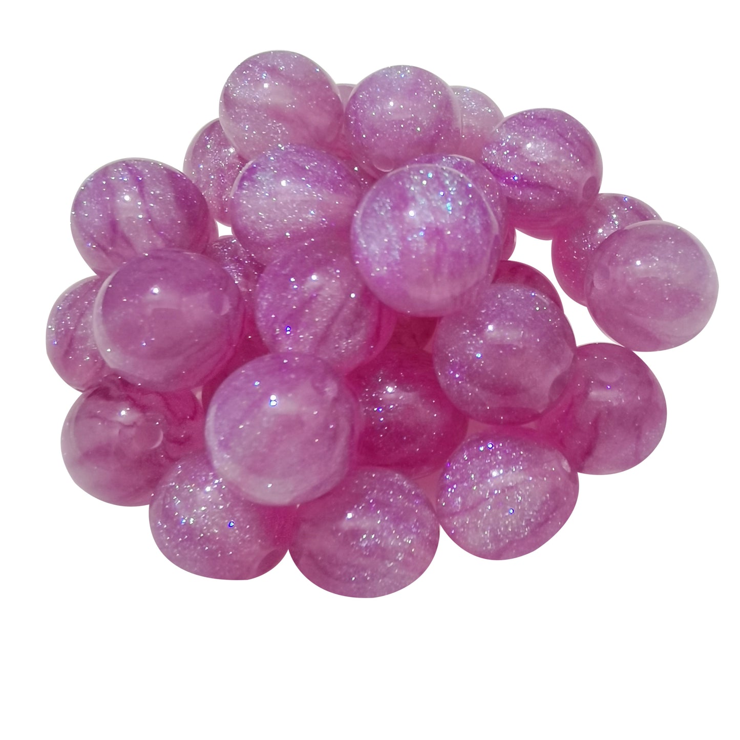 100 PCS Glitter Resin Beads Round Loose Spacer Beads for Bracelet Necklace Earrings Jewelry Making DIY Crafts 8/10/12MM