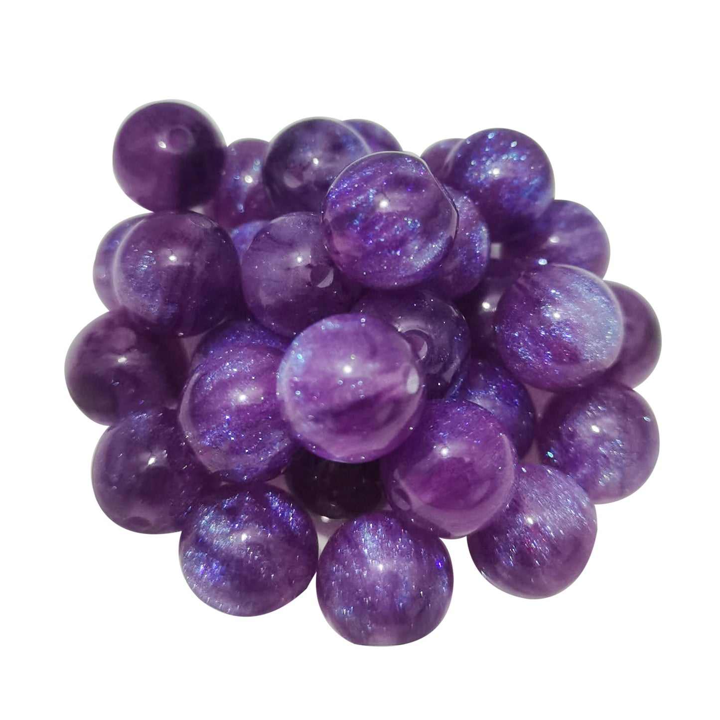 100 PCS Glitter Resin Beads Round Loose Spacer Beads for Bracelet Necklace Earrings Jewelry Making DIY Crafts 8/10/12MM