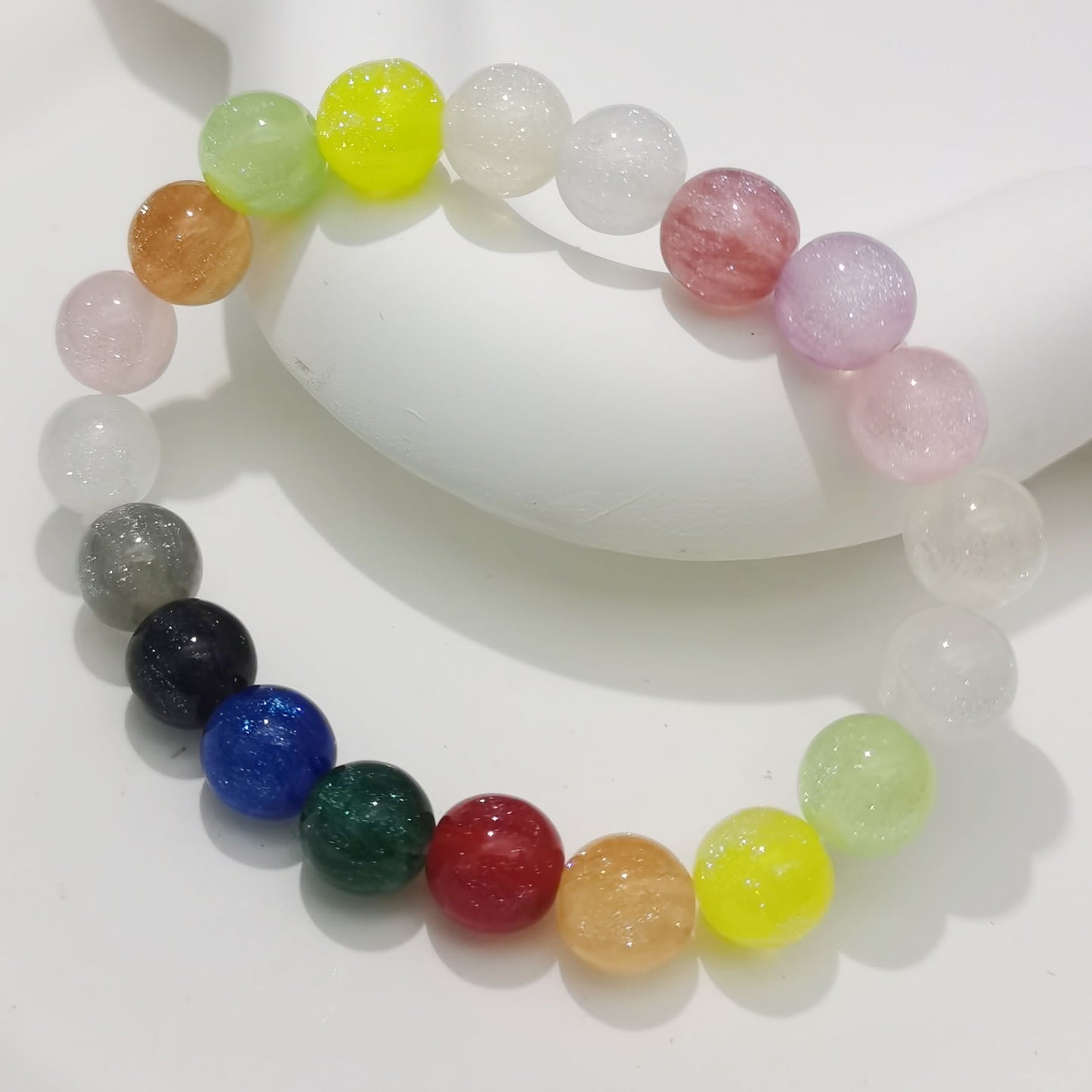 100 PCS Glitter Resin Beads Round Loose Spacer Beads for Bracelet Necklace Earrings Jewelry Making DIY Crafts 8/10/12MM