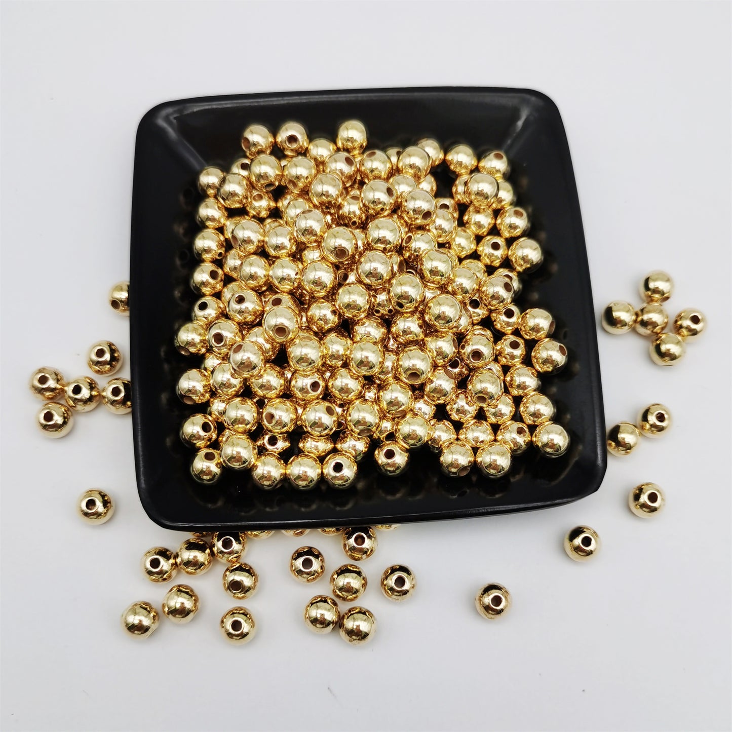 200-4200pcs 4mm  6mm  8mm Gold Tone Spacer Beads CCB Plastic Smooth Round Bead Loose Beads for Bracelet Necklace Jewelry Making