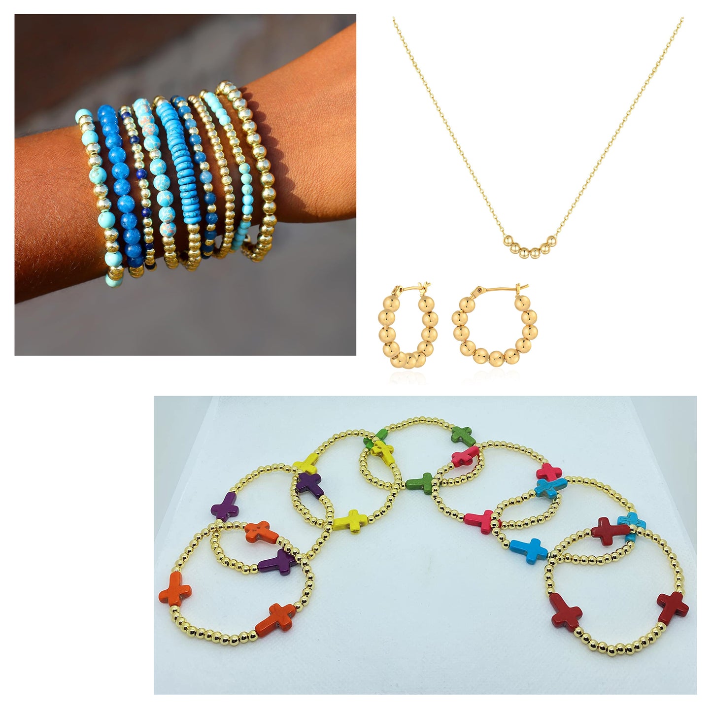 200-4200pcs 4mm  6mm  8mm Gold Tone Spacer Beads CCB Plastic Smooth Round Bead Loose Beads for Bracelet Necklace Jewelry Making