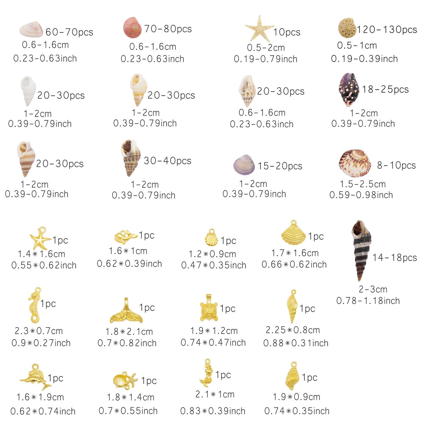 450-500 PCS Natural Starfish Sea Shells Conch Seashells for Ocean Beach Theme Party Decoration Jewelry Making Candle Crafts DIY Fish Tank Vase Filler