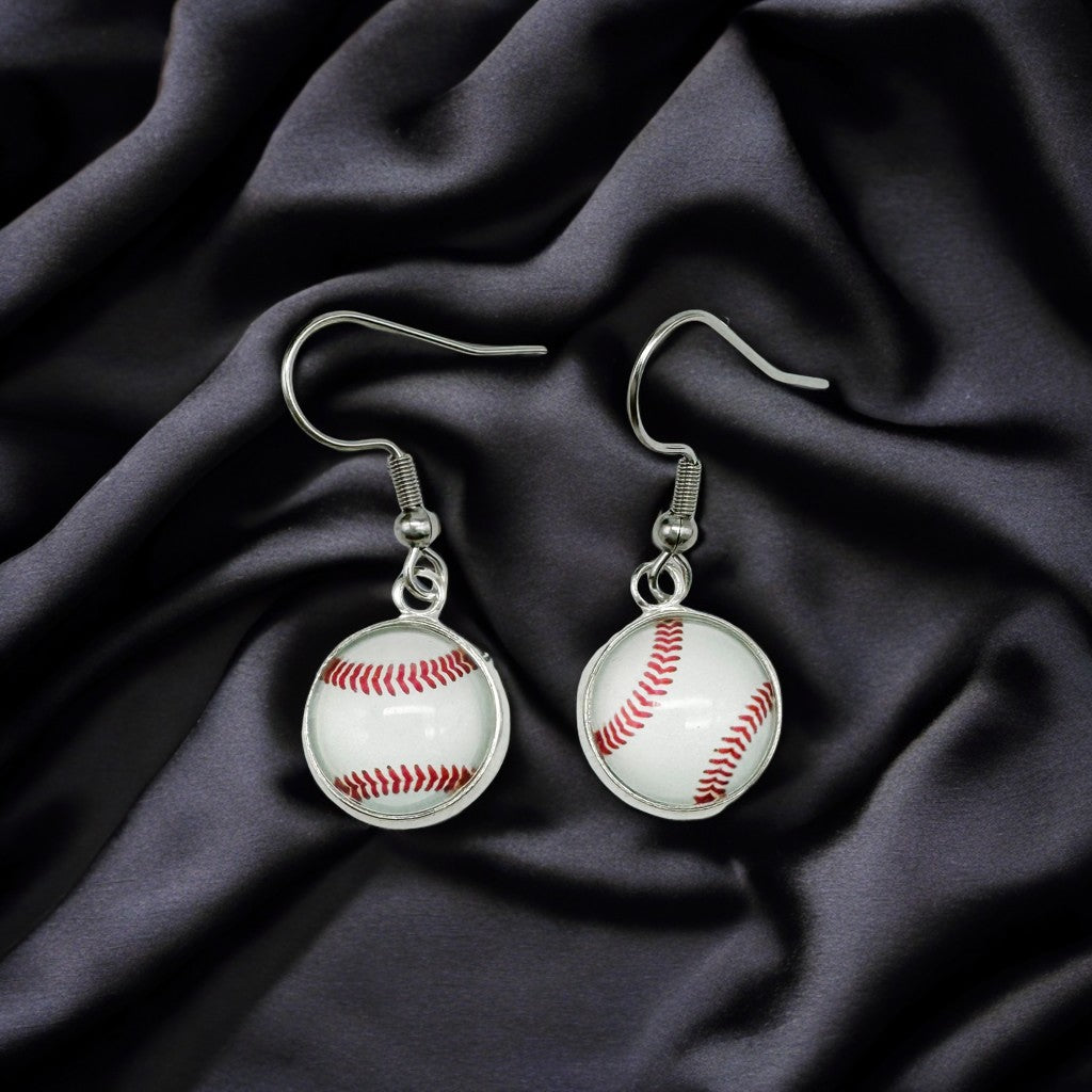 1 Pair Baseball Pattern Dangle Hook Earring Stainless Steel French Earring Hypoallergenic Women Ear Piercing Jewelry