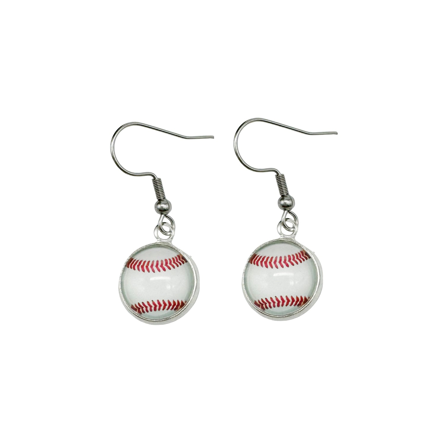 1 Pair Baseball Pattern Dangle Hook Earring Stainless Steel French Earring Hypoallergenic Women Ear Piercing Jewelry