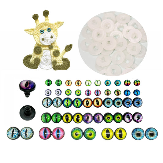 25Pairs Glass Eye Cabochons Round Animal Toy Eyes with Washers, Vertical Pupil Cat Lizard Eyes Flat Back Scrapbooking Dome Evil Dragon Eyes for Doll Decor DIY Craft Supplies 9mm 14mm 18mm