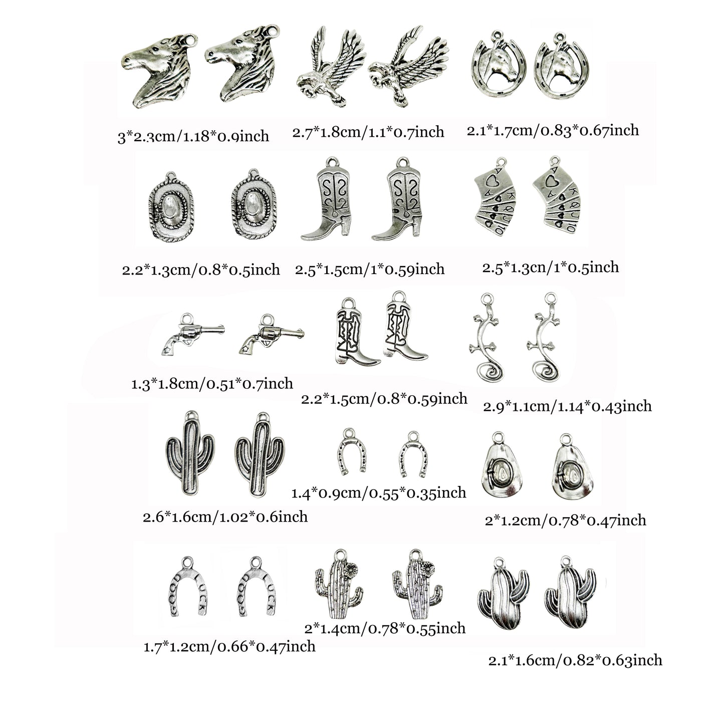 100 Grams Alloy Western Cowboy Cowgirl Charms Antique Silver Gold Color Boot Hat Pendants for Necklace Earrings Bracelet Jewelry Making Women Gifts Craft DIY Findings  Eagle Horse