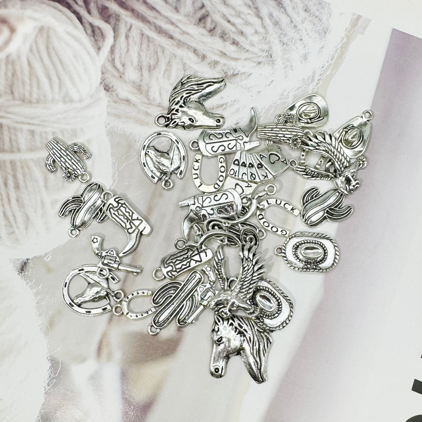 100 Grams Alloy Western Cowboy Cowgirl Charms Antique Silver Gold Color Boot Hat Pendants for Necklace Earrings Bracelet Jewelry Making Women Gifts Craft DIY Findings  Eagle Horse