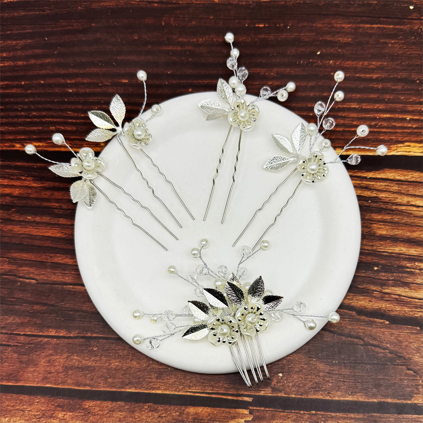 5 PCS Wedding Bridal Hair Pins Set Pearl Hair Clips Vintage Flower Hair Headpiece Jewelry for Bridesmaids Brides Girls Hair Accessories