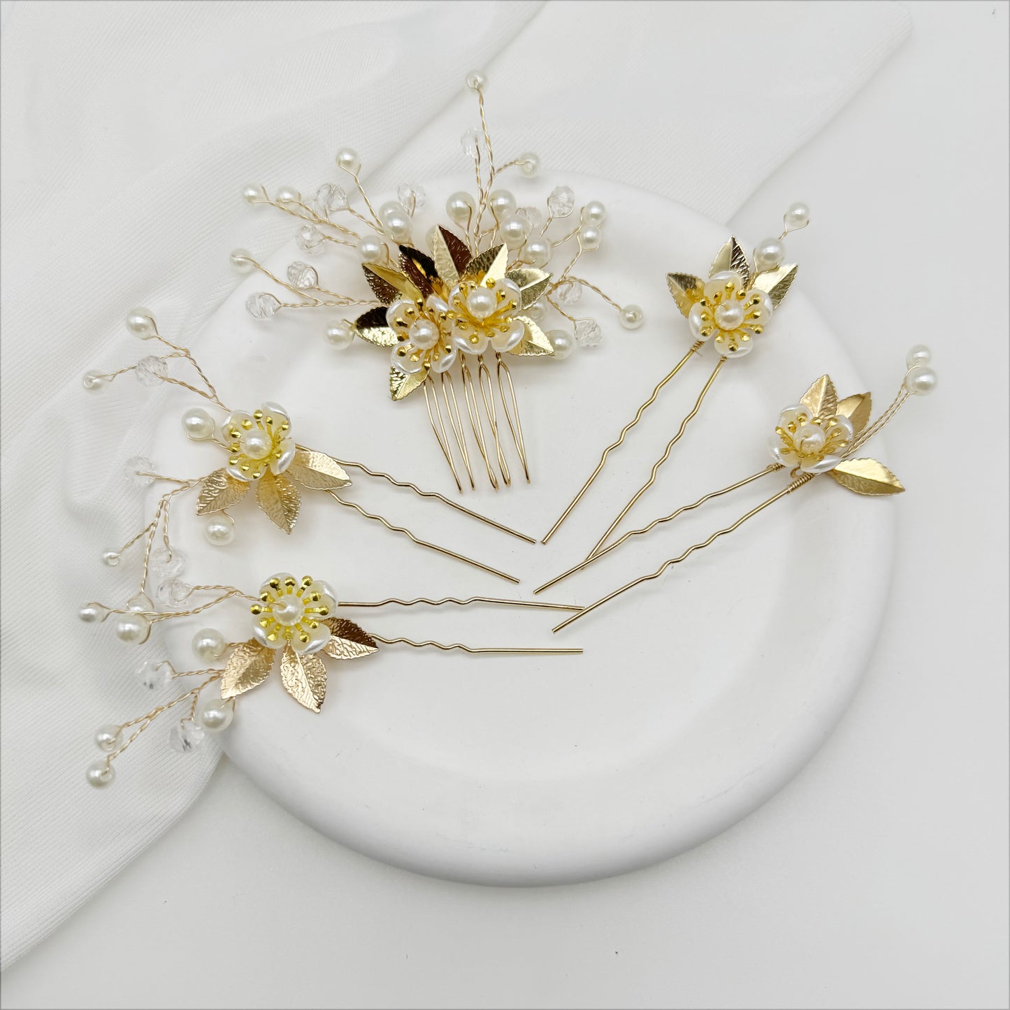 5 PCS Wedding Bridal Hair Pins Set Pearl Hair Clips Vintage Flower Hair Headpiece Jewelry for Bridesmaids Brides Girls Hair Accessories