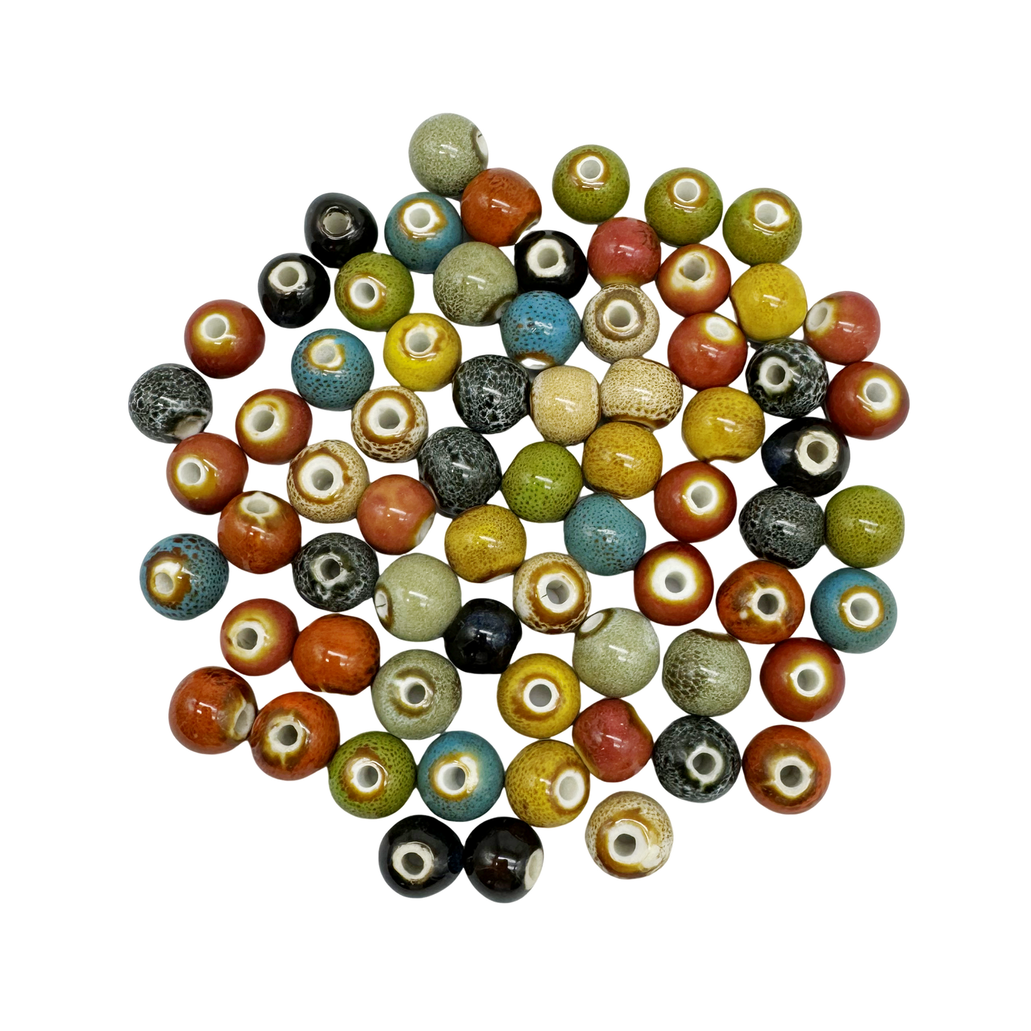 100PCS 8MM Colourful Glazed Porcelain Beads Round Ceramic Bead for Bracelets Necklaces Jewelry Making Crafts Handmade Supplies