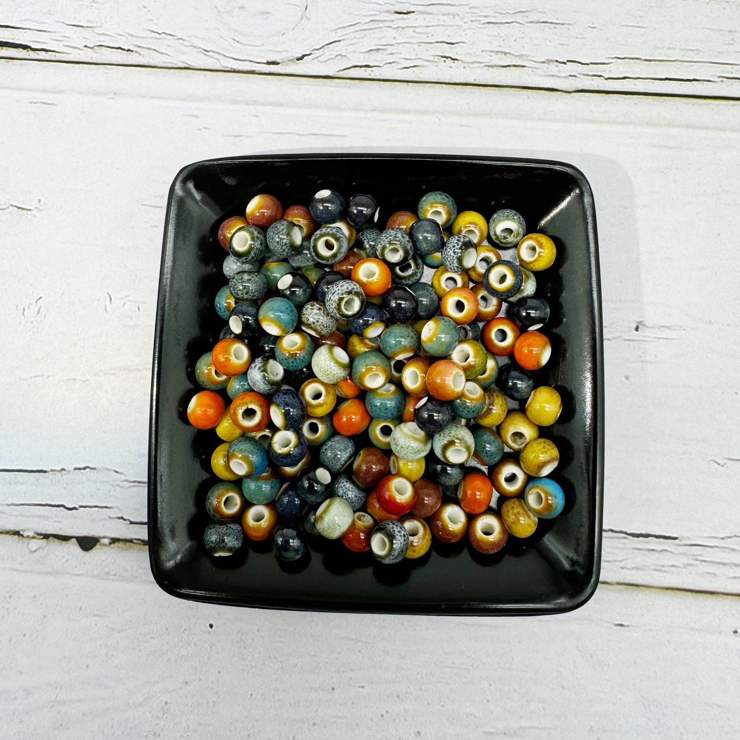 100PCS 8MM Colourful Glazed Porcelain Beads Round Ceramic Bead for Bracelets Necklaces Jewelry Making Crafts Handmade Supplies