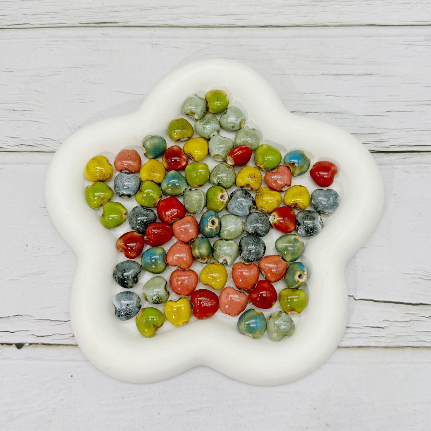 50pcs Mixed Heart Ceramic Beads Spacer Loose Beads for Jewelry Necklace Bracelet Earring Making DIY Craft (Copy)