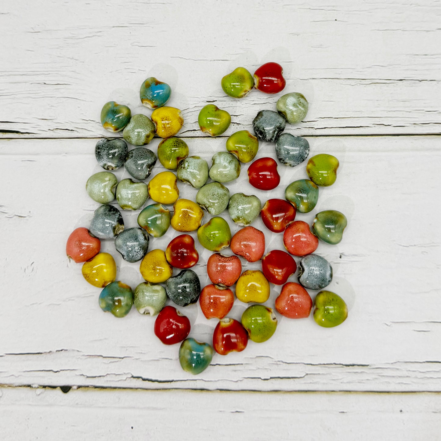 50pcs Mixed Heart Ceramic Beads Spacer Loose Beads for Jewelry Necklace Bracelet Earring Making DIY Craft (Copy)
