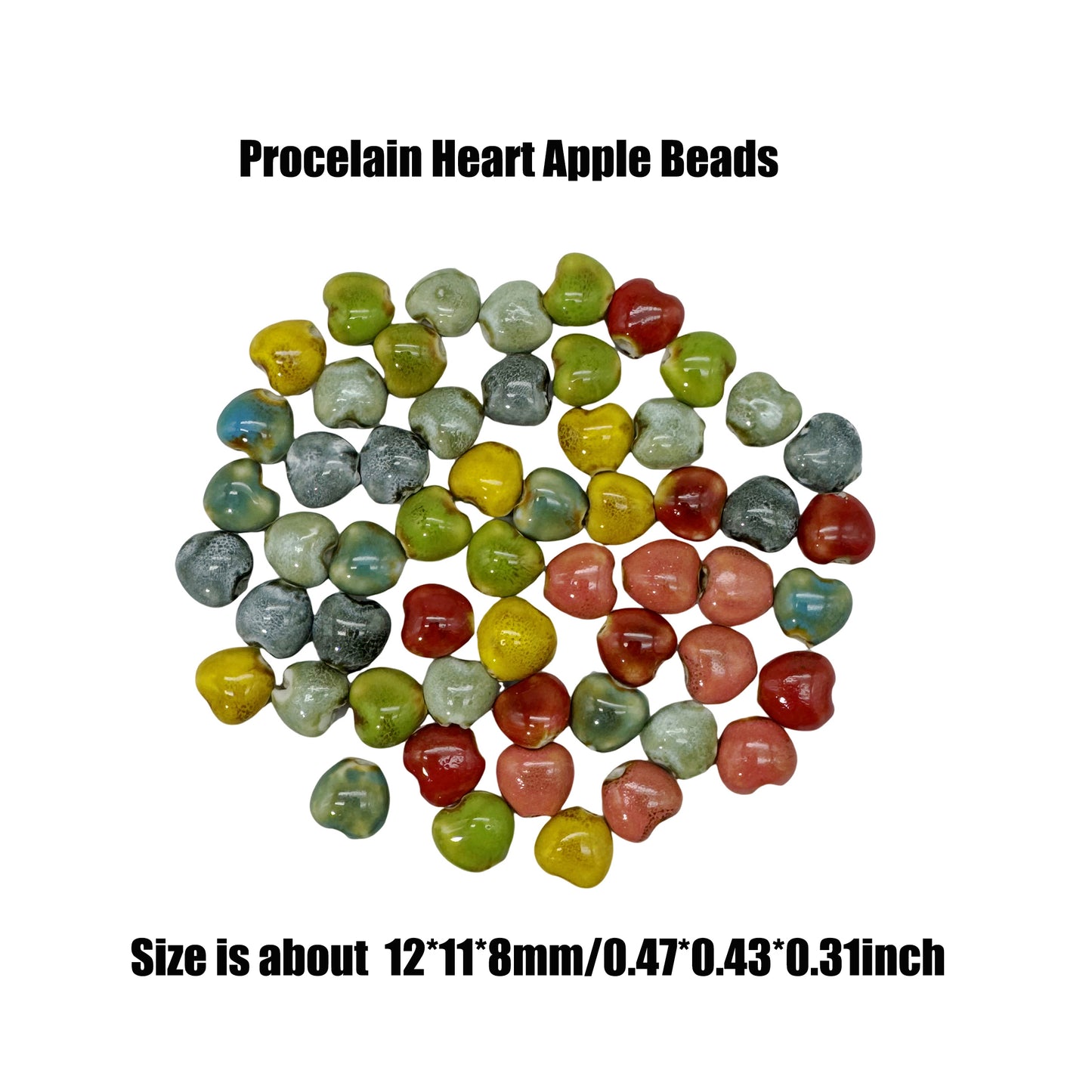 50pcs Mixed Heart Ceramic Beads Spacer Loose Beads for Jewelry Necklace Bracelet Earring Making DIY Craft (Copy)