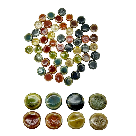 20PCS 15*15*6mm Flat Ceramic Loose Beads Enamel Round Porcelain Spacer Beads 3mm Hole Necklace Bracelet Making Accessories DIY Crafts Jewelry Supplies