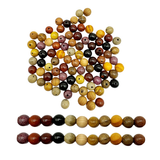 100 Pieces 8mm Natural Wood Round Loose Bead 3mm Hole, Ball Shaped Wooden Spacer Beads for Bracelet Necklace Making DIY Crafts Supplies