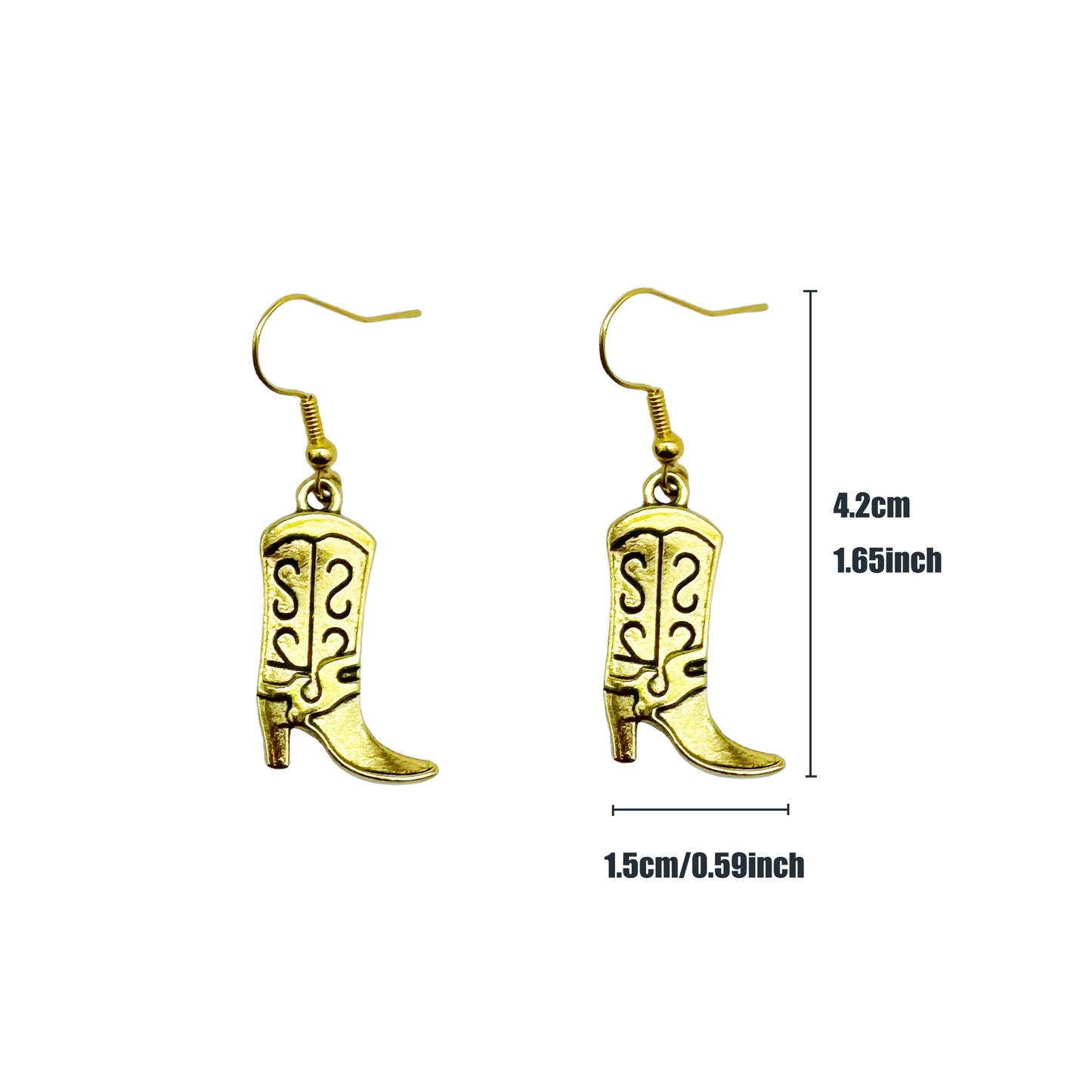 1/9 Pairs Western Cowboy Drop Earrings Antique Gold Color Bulk Alloy Boot Gun Hat Eagles Dangle Earrings for Women Cowgirl Gifts