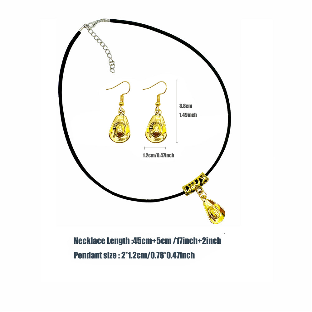 1 Set Retro Gold Color Alloy Western Cowboy Style Necklace & Earring, Hats Eagles Gun Shaped Jewelry, Cowgirl Daily Decoration Women Ladies Gifts