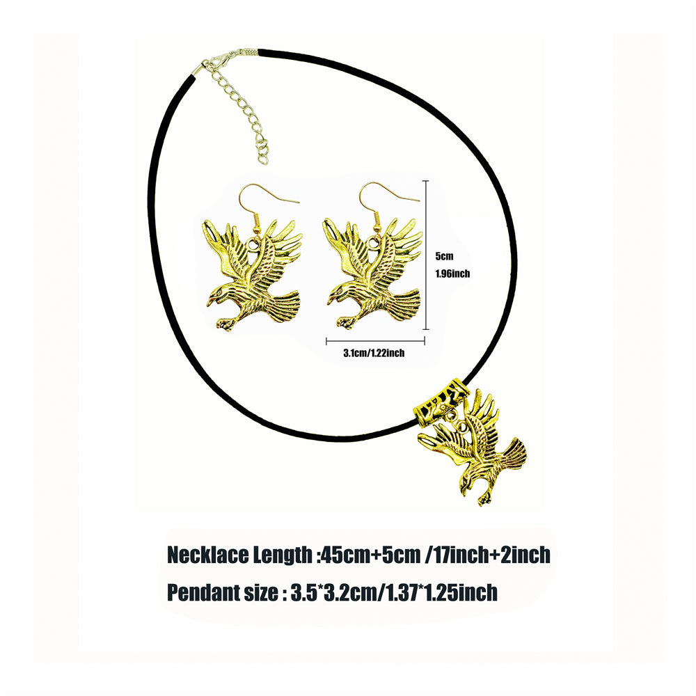 1 Set Retro Gold Color Alloy Western Cowboy Style Necklace & Earring, Hats Eagles Gun Shaped Jewelry, Cowgirl Daily Decoration Women Ladies Gifts