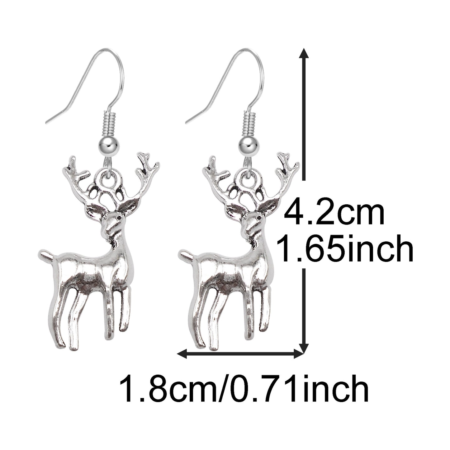 1 Pair Retro Silver Christmas Style Hook Earrings Alloy Elk Snowflake Christmas Tree Dangle Earrings Birthday&Festival Gifts Women Ladies Hypoallergenic Ear Jewelry for Daily Use