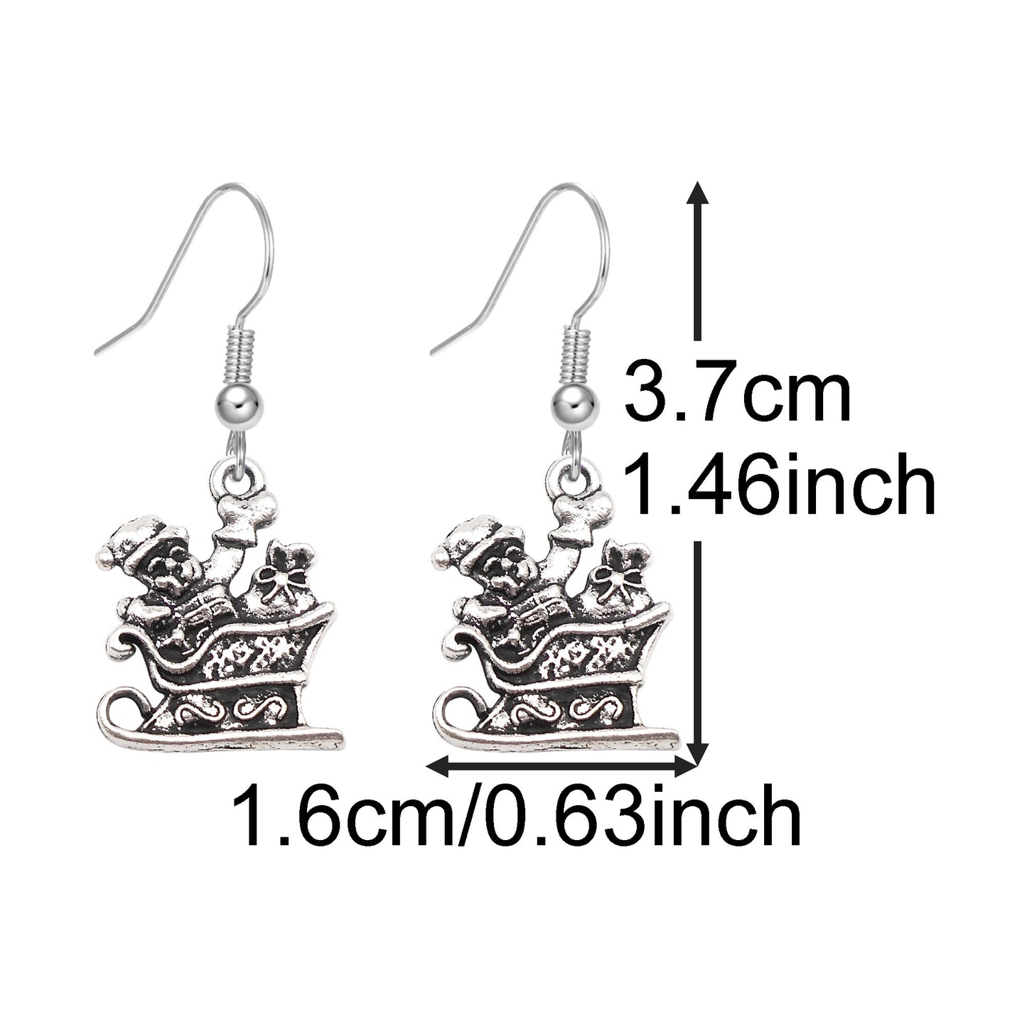 1 Pair Retro Silver Christmas Style Hook Earrings Alloy Elk Snowflake Christmas Tree Dangle Earrings Birthday&Festival Gifts Women Ladies Hypoallergenic Ear Jewelry for Daily Use