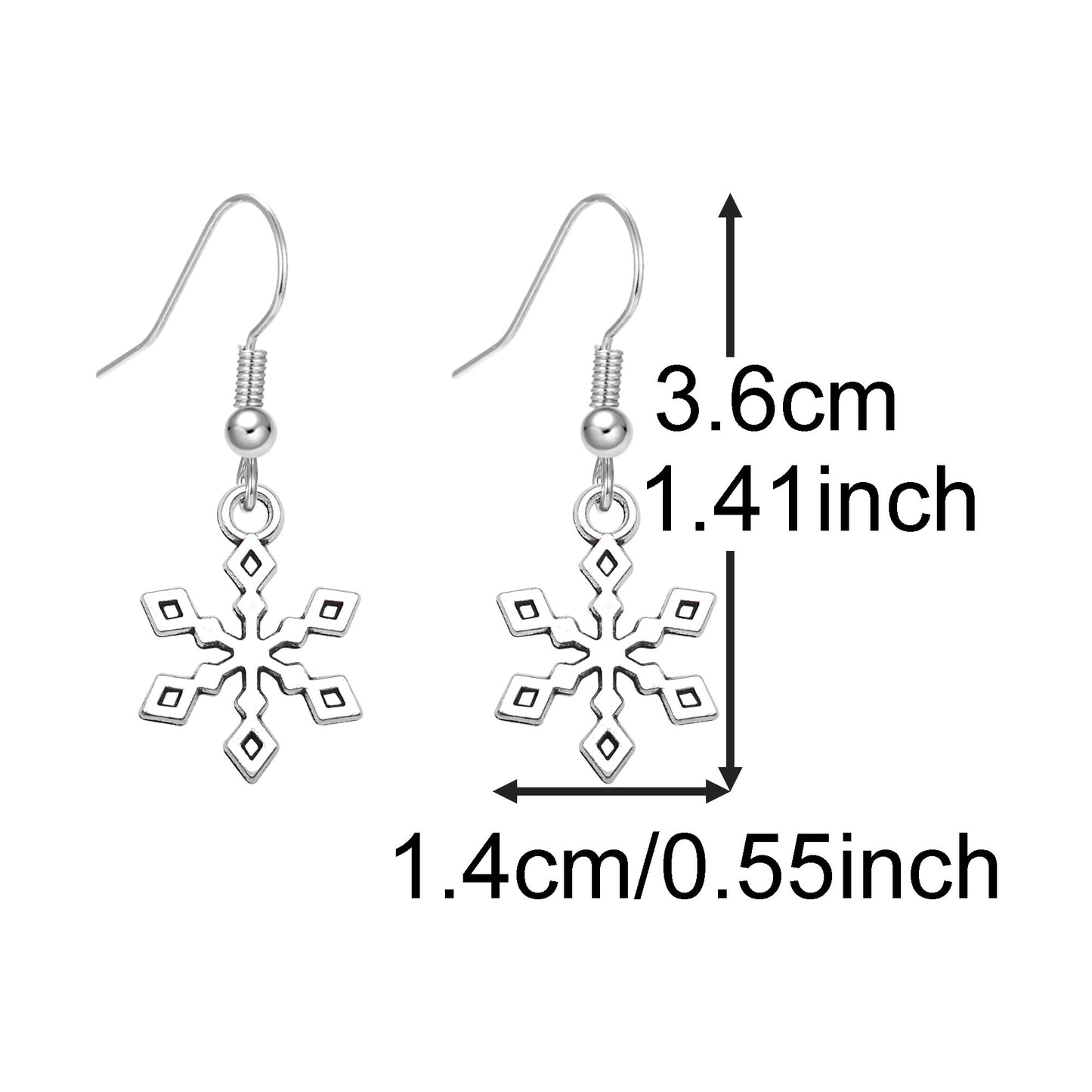1 Pair Retro Silver Christmas Style Hook Earrings Alloy Elk Snowflake Christmas Tree Dangle Earrings Birthday&Festival Gifts Women Ladies Hypoallergenic Ear Jewelry for Daily Use