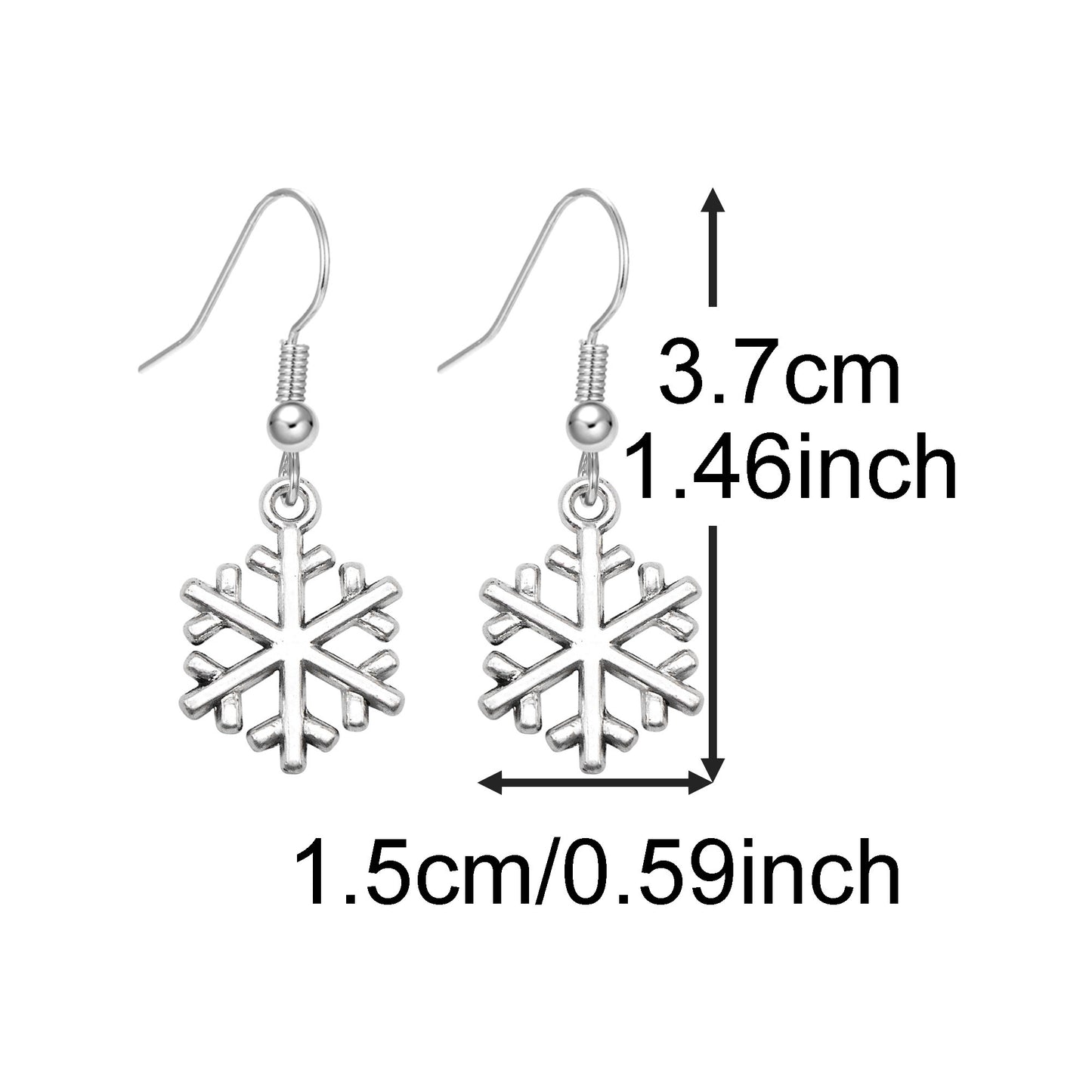 1 Pair Retro Silver Christmas Style Hook Earrings Alloy Elk Snowflake Christmas Tree Dangle Earrings Birthday&Festival Gifts Women Ladies Hypoallergenic Ear Jewelry for Daily Use