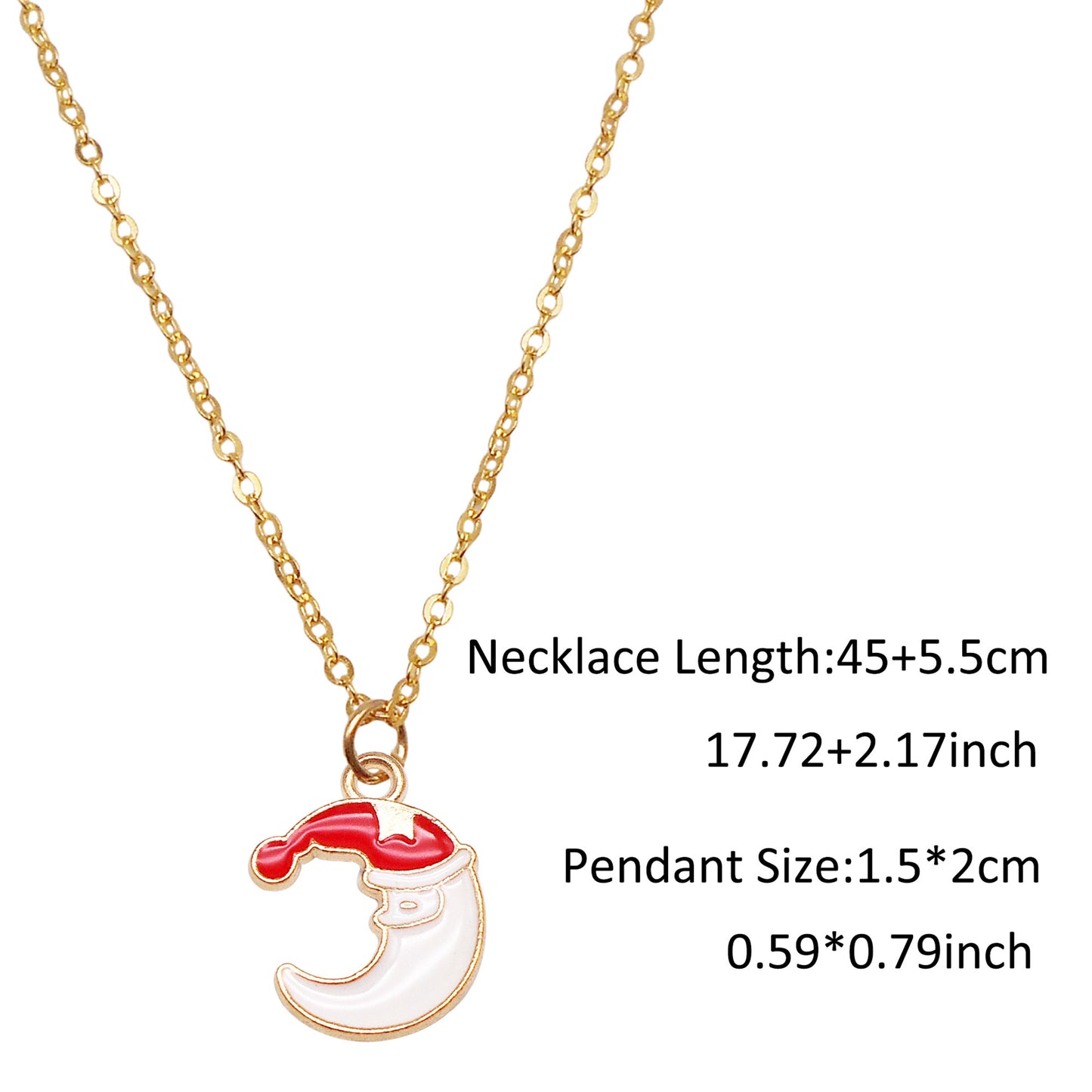 Christmas Theme Jewelry Set - Enamel Alloy Necklace&Earring Elk Snowflake Snowman Moon Gloves Pattern Designed - Delicate Christmas Gifts for Ladies Girls