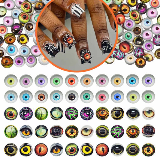 50pcs 6mm Dragon Eye Glass Cabochons for Jewelry Making Clay Sculpture Dolls Animal Eyes for Craft DIY Nail Art Bear Eye Lizard Eyeballs