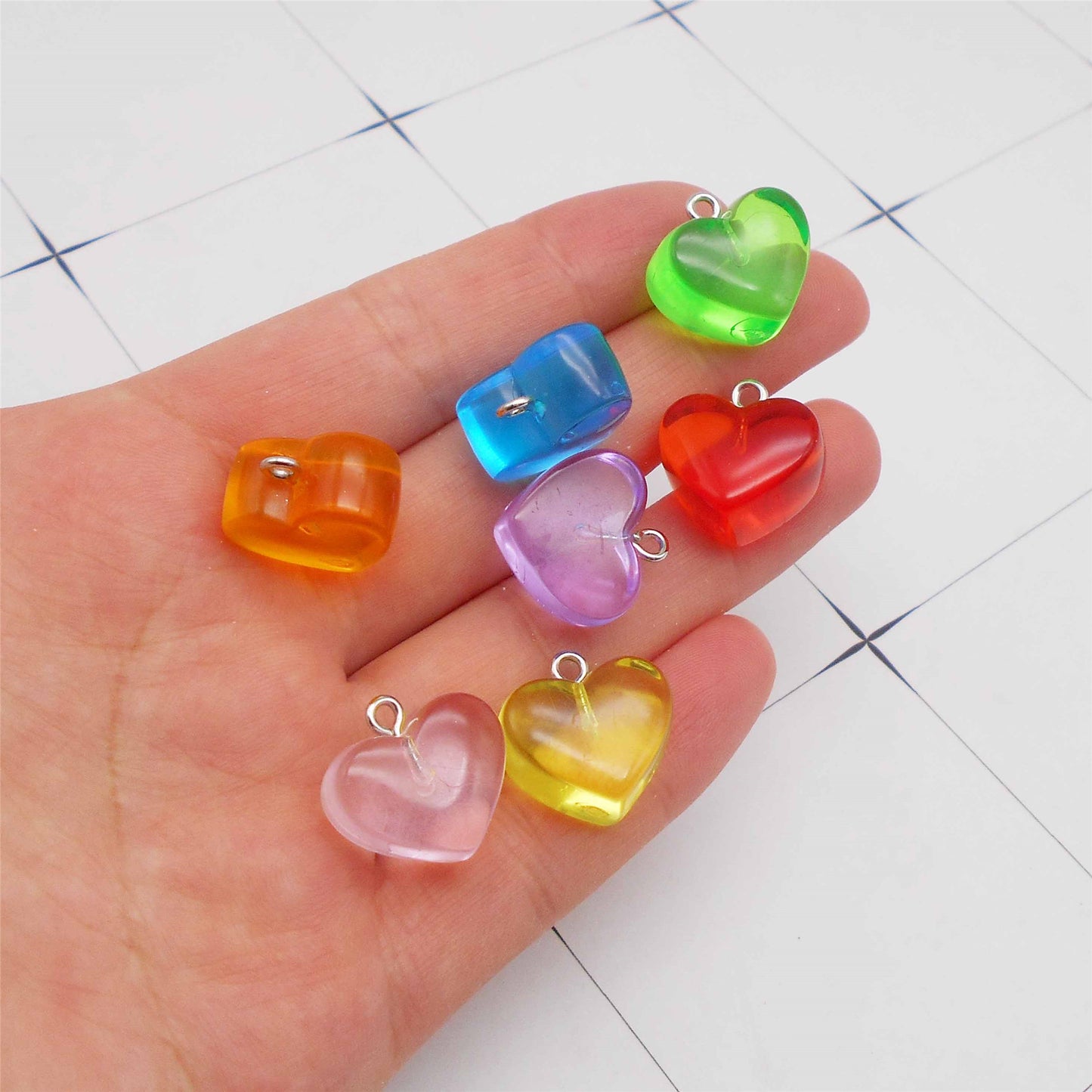 10PCS 17*17mm Transparent Resin Heart Pendant Charms for Necklace Bracelet Earring Accessories DIY Crafts Supplies Keychain Dangle Making