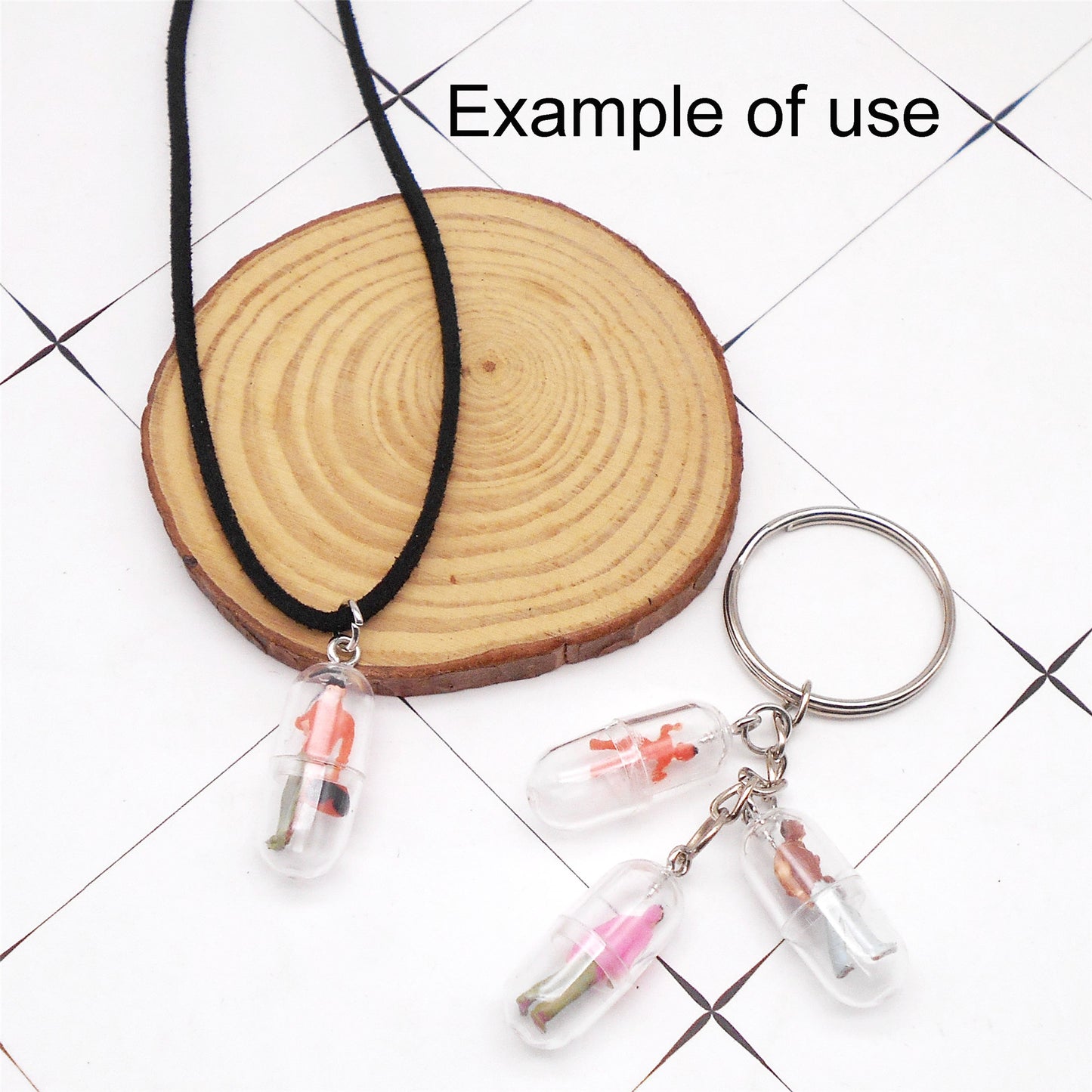 10Pcs 28*11mm, Random Style Plastic Capsule Tiny People Pendant Walking Man Standing Man Designed Charms for Jewelry Accessories DIY Craft Supplies Key Chain Decor