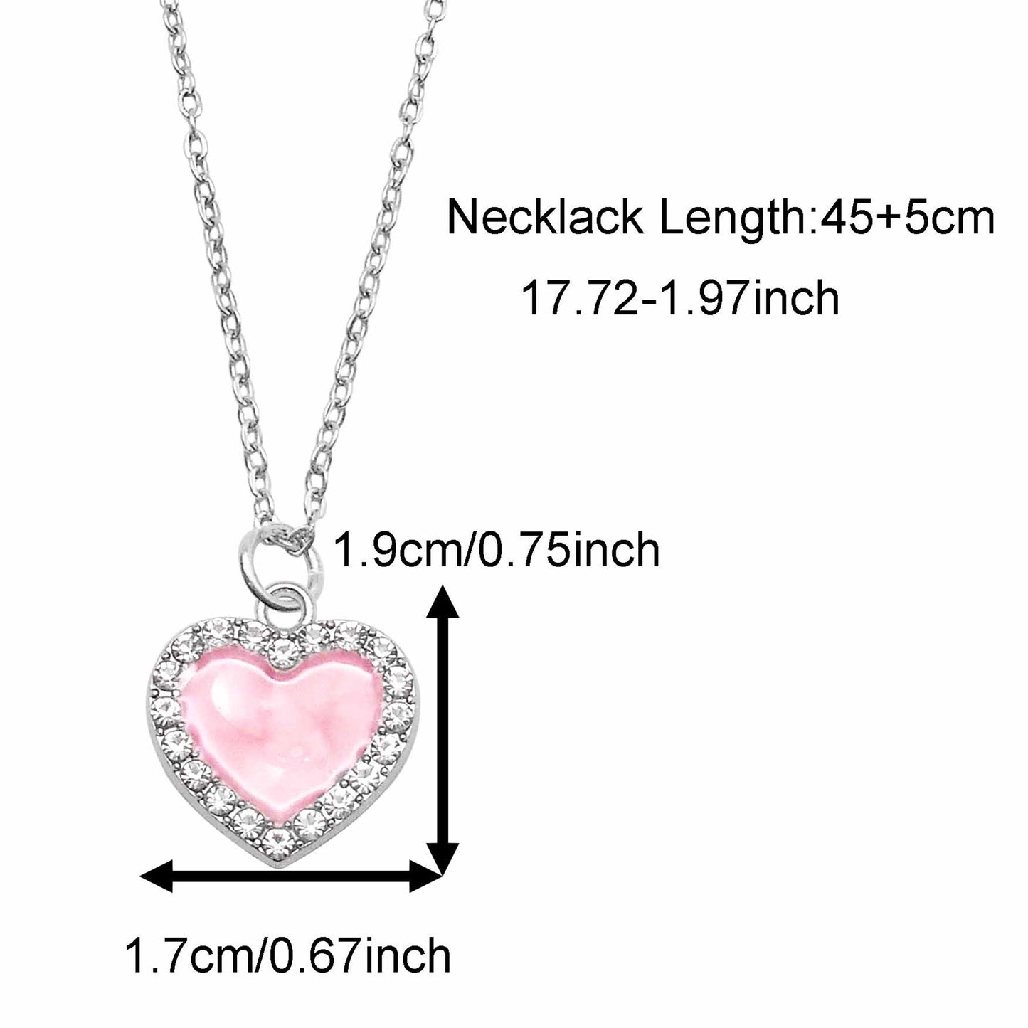 Valentine's Day Jewelry Set for Women - Zircon Heart Dangle Necklace & Earrings with Crystal Rhinestones, Alloy Chic Jewelry, Anniversary Birthday Gifts for Her