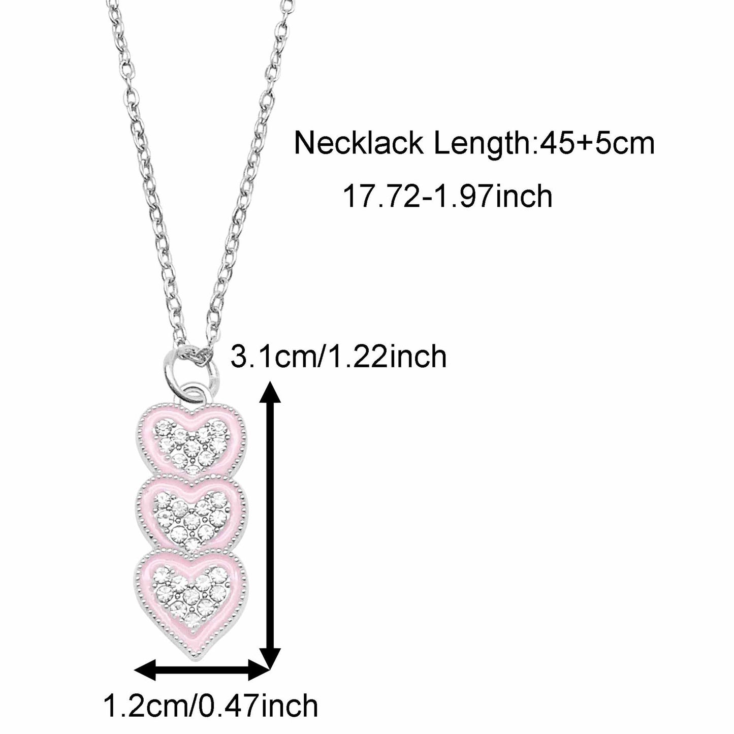 Valentine's Day Jewelry Set for Women - Zircon Heart Dangle Necklace & Earrings with Crystal Rhinestones, Alloy Chic Jewelry, Anniversary Birthday Gifts for Her