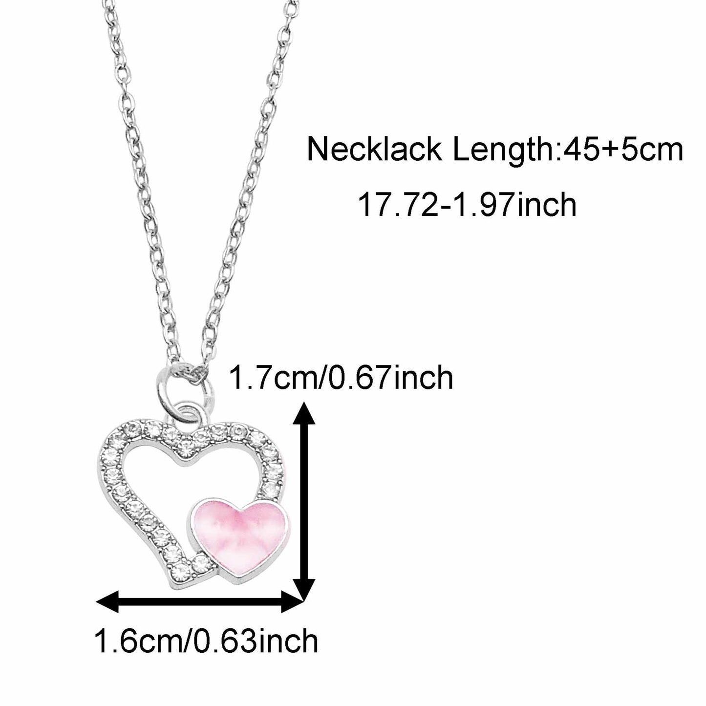 Valentine's Day Jewelry Set for Women - Zircon Heart Dangle Necklace & Earrings with Crystal Rhinestones, Alloy Chic Jewelry, Anniversary Birthday Gifts for Her