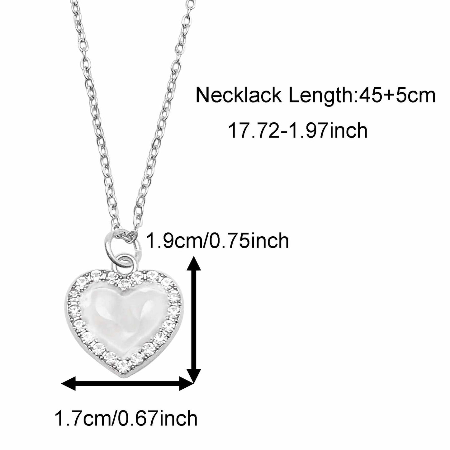 Valentine's Day Jewelry Set for Women - Zircon Heart Dangle Necklace & Earrings with Crystal Rhinestones, Alloy Chic Jewelry, Anniversary Birthday Gifts for Her