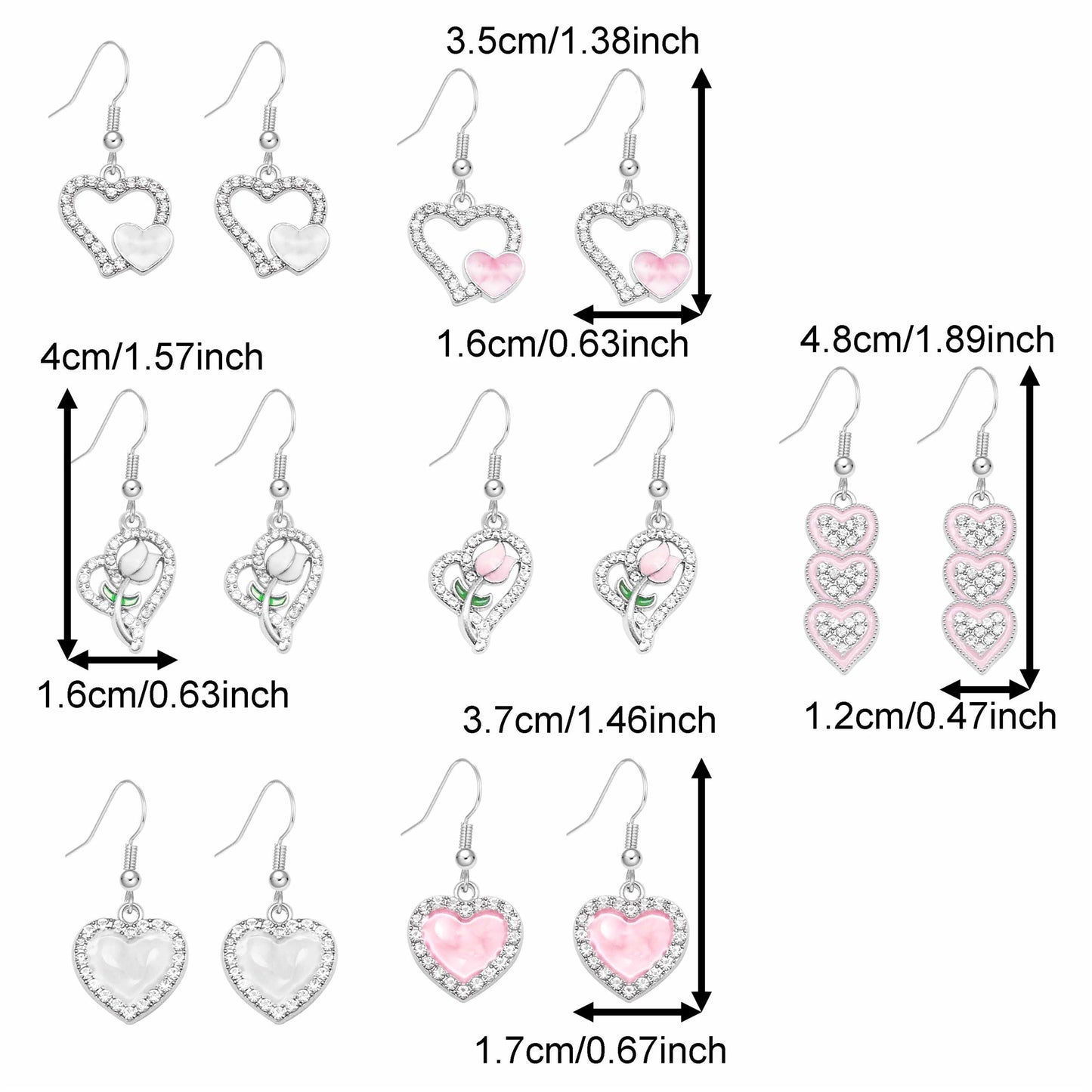 Valentine's Day Jewelry Set for Women - Zircon Heart Dangle Necklace & Earrings with Crystal Rhinestones, Alloy Chic Jewelry, Anniversary Birthday Gifts for Her