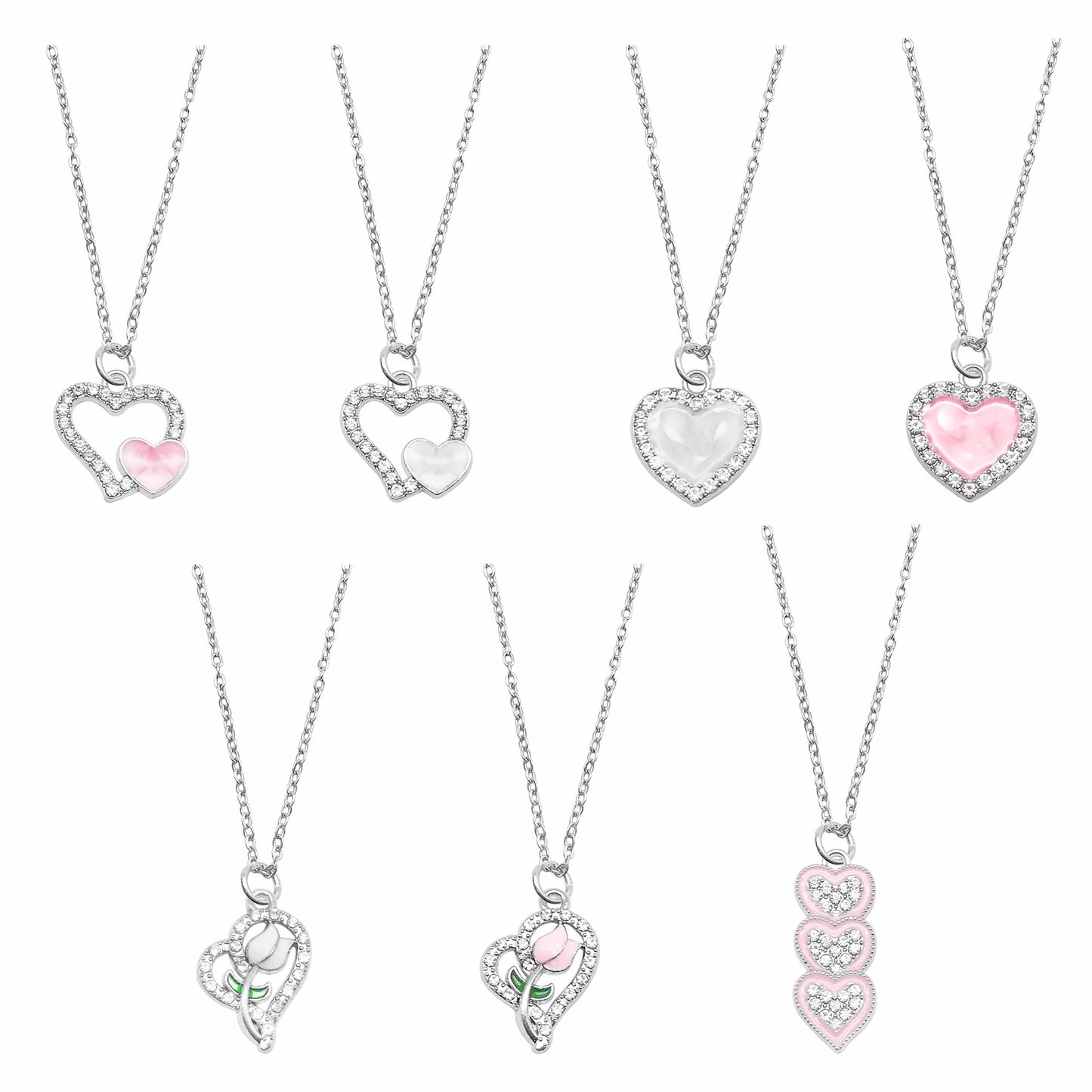 Valentine's Day Jewelry Set for Women - Zircon Heart Dangle Necklace & Earrings with Crystal Rhinestones, Alloy Chic Jewelry, Anniversary Birthday Gifts for Her