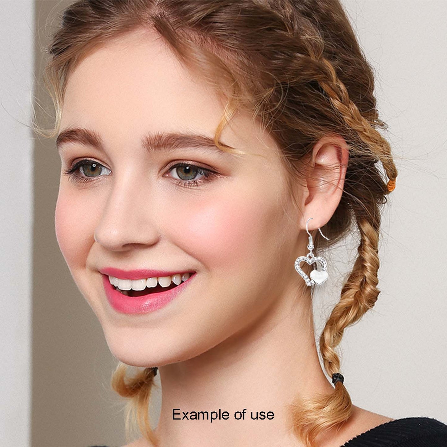 Valentine's Day Jewelry Set for Women - Zircon Heart Dangle Necklace & Earrings with Crystal Rhinestones, Alloy Chic Jewelry, Anniversary Birthday Gifts for Her