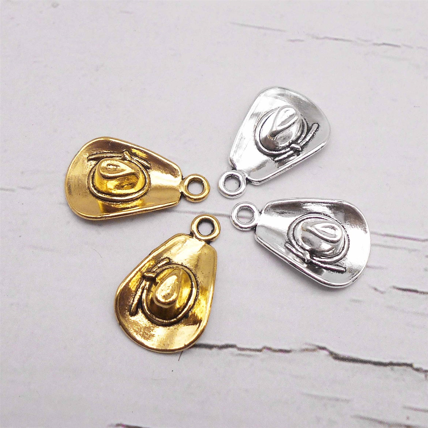 12PCS 20*12mm Retro Gold&Silver Cowboy Hats Charms Alloy Western Style Caps Pendants for Jewelry Bracelet Earring  Necklace Making DIY Crafts Decoration