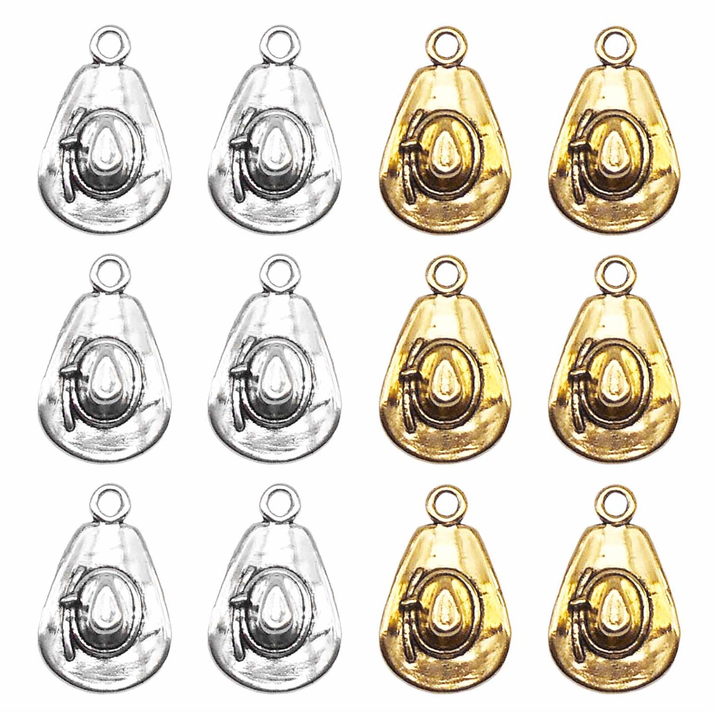 12PCS 20*12mm Retro Gold&Silver Cowboy Hats Charms Alloy Western Style Caps Pendants for Jewelry Bracelet Earring  Necklace Making DIY Crafts Decoration