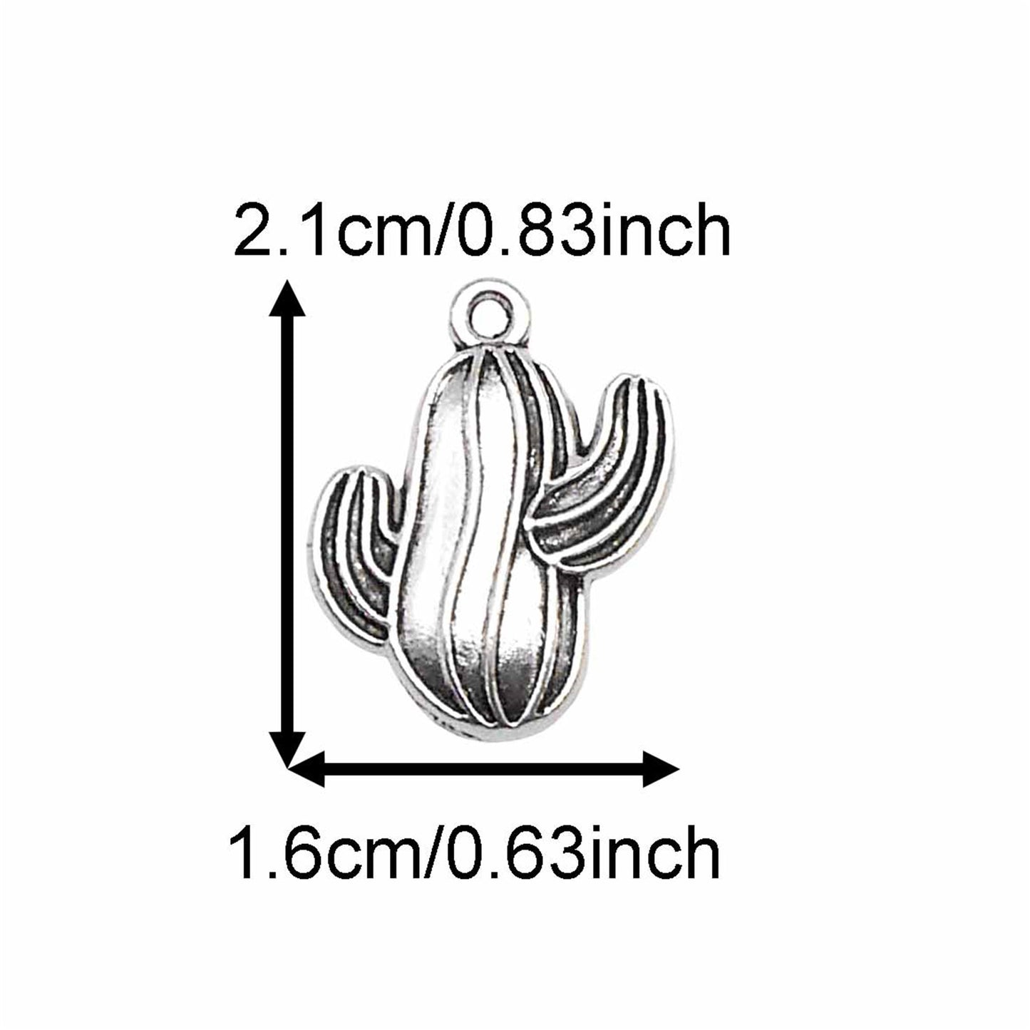 12PCS 16*21mm Antique Gold & Silver Desert Cactus Charms Alloy Plant Pendant for Shoe Charms Making, Necklace Bracelet Earrings Decoration, DIY Craft Supplies