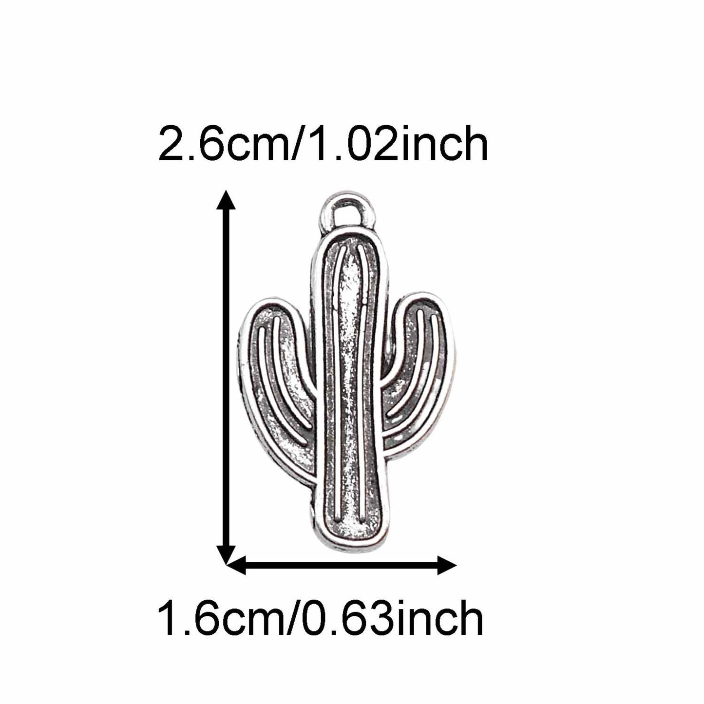 12PCS 26*16mm Metal Alloy Cactus Charms Retro Gold & Silver Desert Plant Pendants DIY Jewelry Crafts Necklace Bracelet Earring Decoration Keyring Dangle Making Supplies