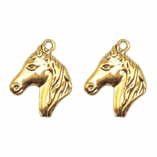 12PCS 29*23mm Metal Alloy Horse Head Pendant Charms Retro Gold Jewelry Findings for Necklace Earring Bracelet Making, DIY Crafts Keyring Decoration