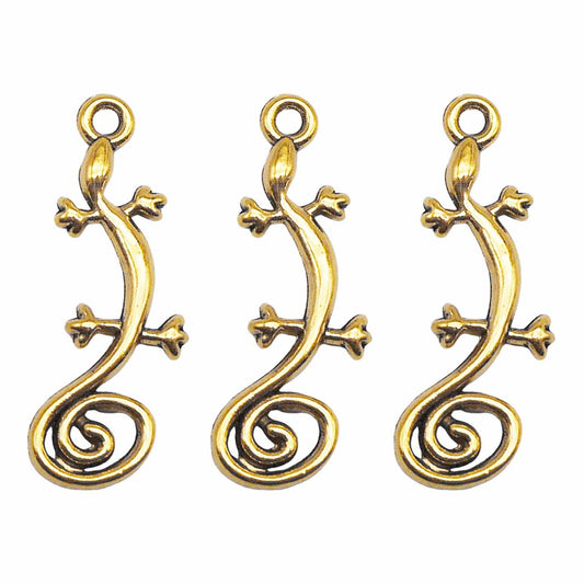 12pcs 29x10mm Metal Alloy Desert Lizard Charms Antique Gold Animal Pendants DIY Jewelry Accessories for Necklace Bracelet Earring Making, Crafts Decoration