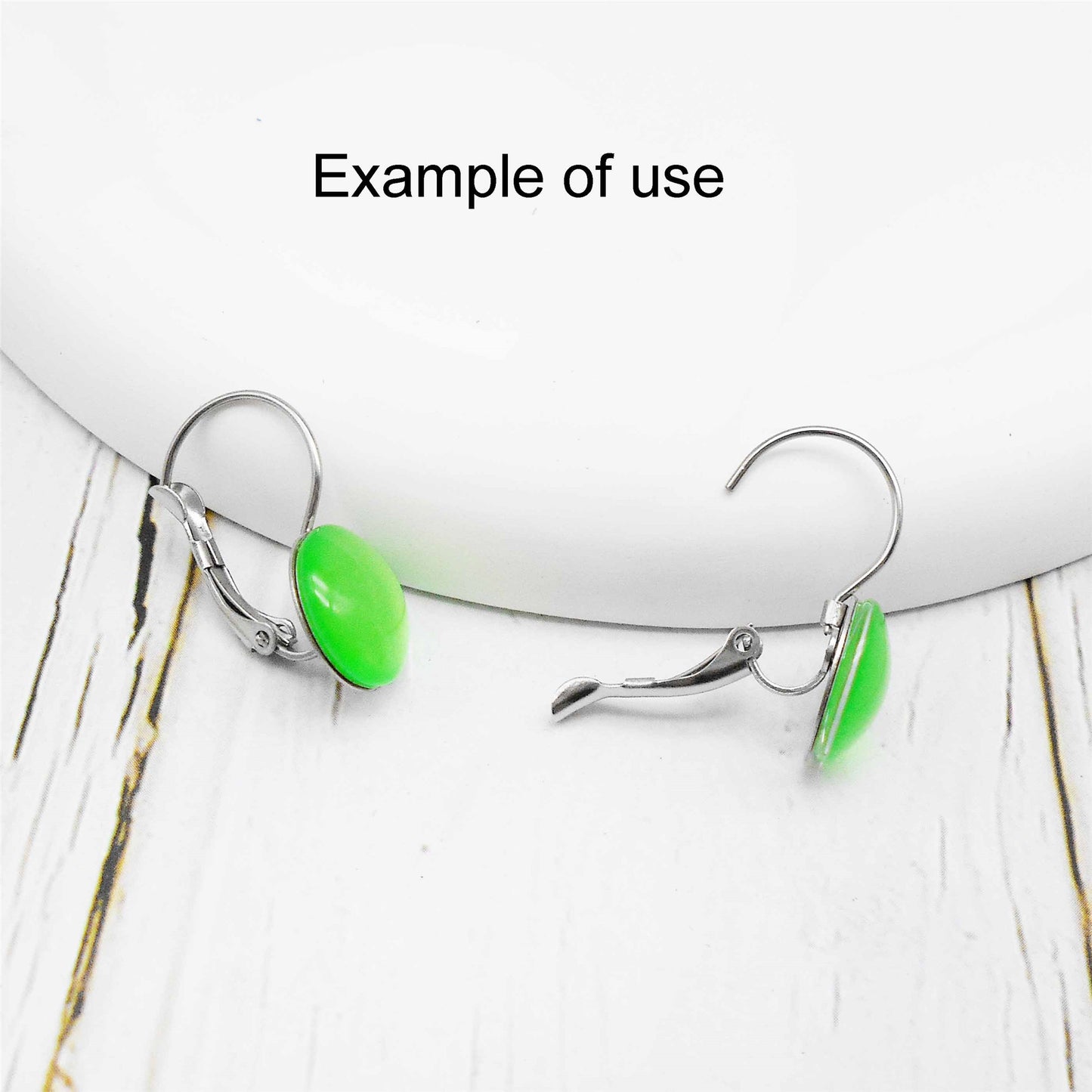 4 Pairs Quality Plated Stainless Steel French Lever Back Earring Round Blank Base, Fit 6/8/10/12mm Gems Cabochons, Silver Color Hypoallergenic Earring Jewelry Accessories