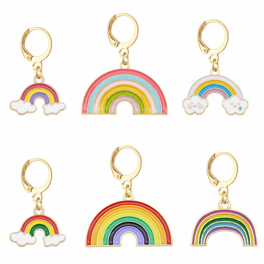 6PCS Alloy Cloud Rainbow Charms with Clasp Enamel Pendants DIY Jewelry Accessories Shoes Bags Purses Hair Decoration Keyring Dangle Yarn Marking Tools