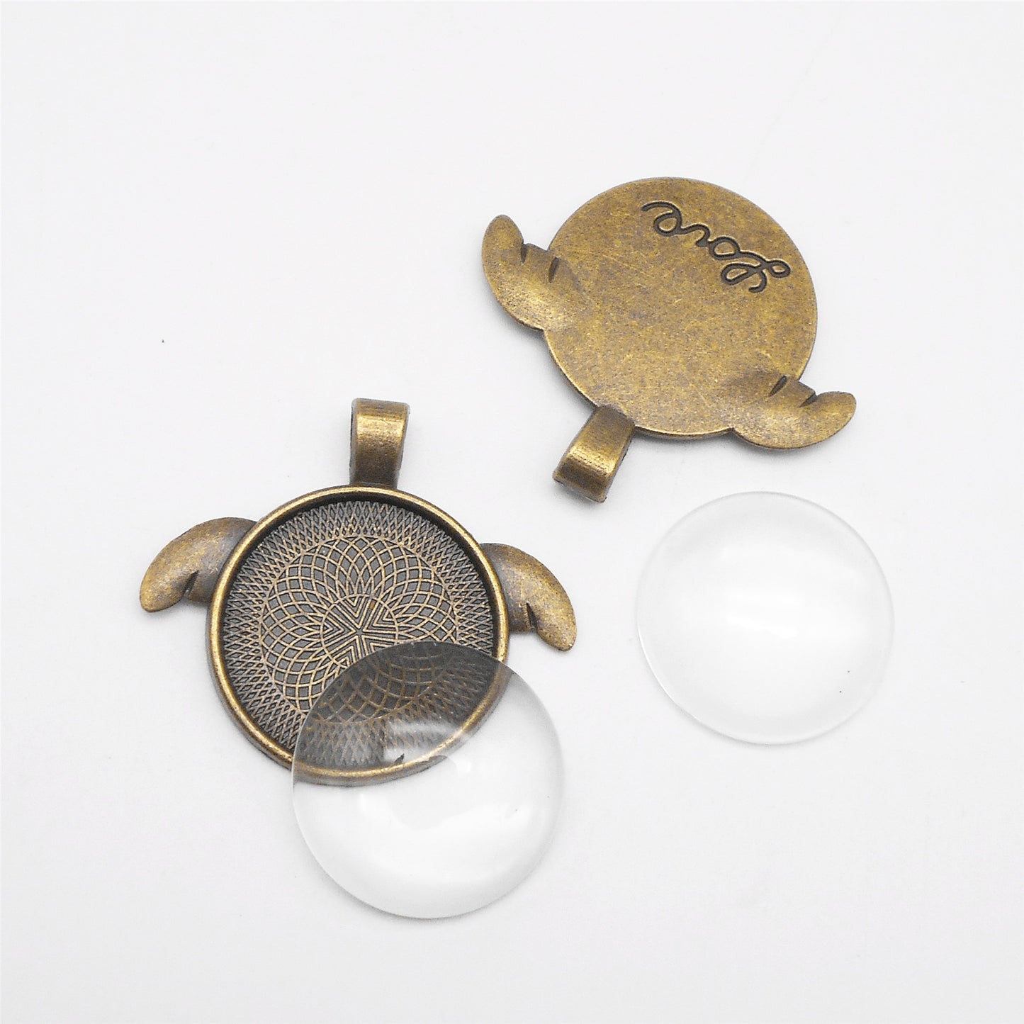 2PCS 37x41mm Fairy Wing Bezel Photo Setting Tray Blank Base Alloy Pendant Inner 25mm, fit Gems Cabochons, Bronze & Silver Charms for DIY Jewelry Accessories