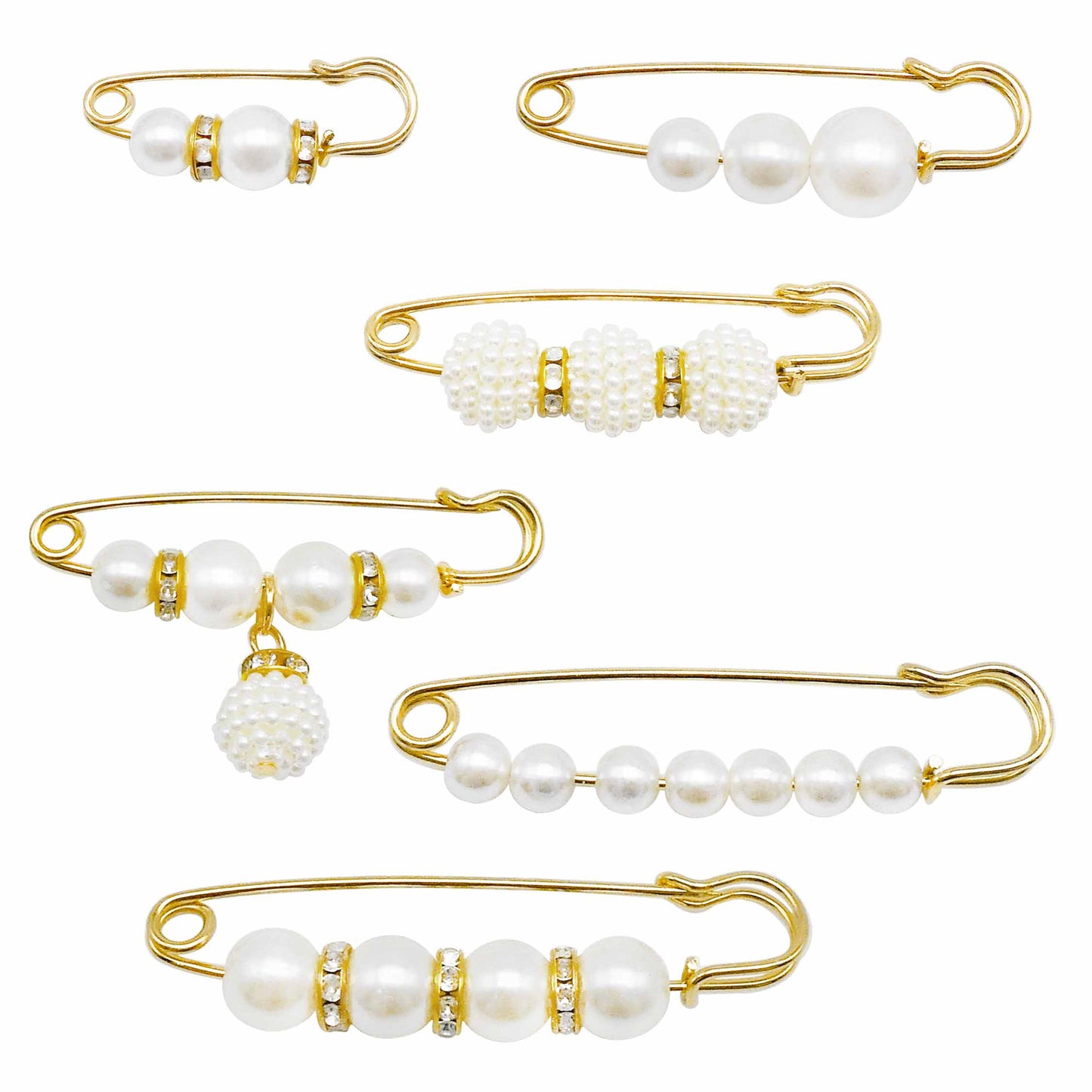 6PCS Fashion Shoe Charms Sock Charms, Gold Waistband  Clips with Imitation Pearl, Waist Reduction Pins, Anti-Exposure Brooch for Women, Buckle Pins for Daily Decor & Fixing Clothing